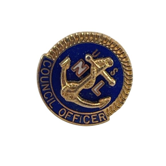 U.S. Naval Council Officer Enamel Lapel Pin Gold-Tone Anchor Design Collectible - Picture 1 of 4